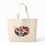 Logo noir et rouge de Tom sacs