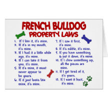 Lois 2 de propriété de BOULEDOGUE FRANÇAIS Carte De Vœux