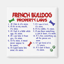 Lois 2 de propriété de BOULEDOGUE FRANÇAIS Magnets Pour Réfrigérateur