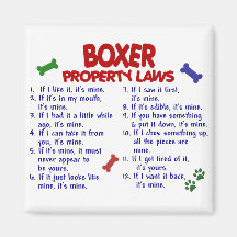 Lois 2 de propriété de boxeur magnets pour réfrigérateur