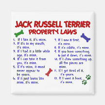 Lois 2 de propriété de JACK RUSSELL TERRIER Magnets Pour Réfrigérateur