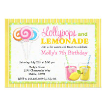 Lollypops et invitation de fête d'anniversaire de 
