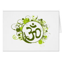 L'OM floral vert bouddhiste Carte De Vœux