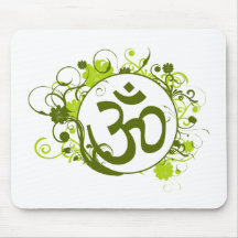 L'OM floral vert bouddhiste Tapis De Souris