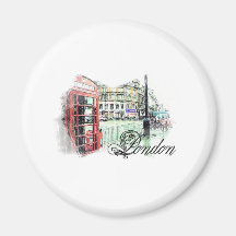 Londres a coloré le croquis magnets pour réfrigérateur