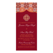Longueur indienne de thé de mariage de rouge orang faire-parts