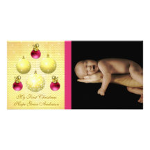 L'or et la prune ornemente ma ?ère photo de bébé d photocarte personnalisée