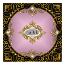 L'or noir rose perle la fête d'anniversaire invitations