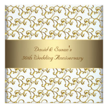 L'or tourbillonne fête d'anniversaire de mariage d invitation personnalisée