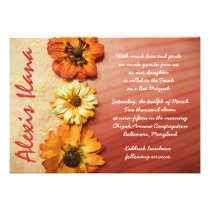 L'orange de papier de pétales fleurit l'invitation invitations