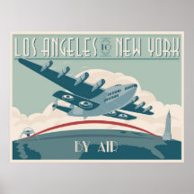 Los Angeles to New York by Air Posters
