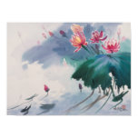 Lotus dans l'affiche d'étang posters