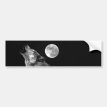 Loup de BW hurlant à la lune Autocollants Pour Voiture