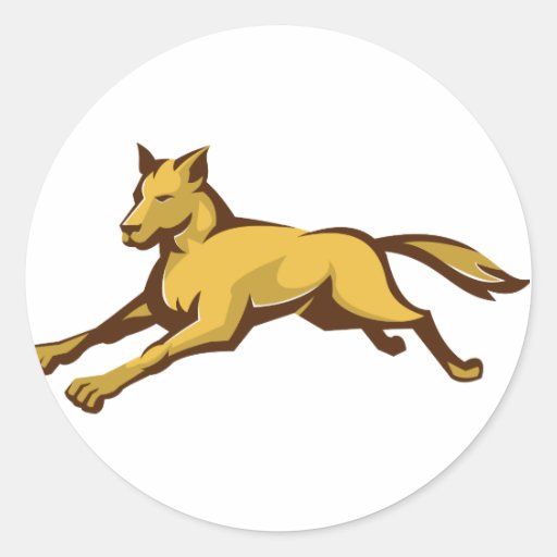loup de chien sauvage sautant rétro avant autocollant
