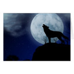 Loup de pleine lune carte de vœux