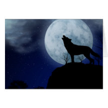 Loup de pleine lune carte de vœux