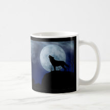Loup de pleine lune mug à café