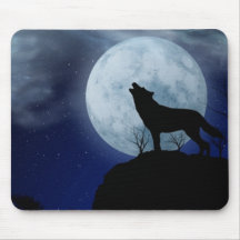 Loup de pleine lune tapis de souris