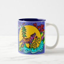 Loup d'hurlement de kaléidoscope - bleu tasse