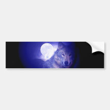 Loup et lune autocollant pour voiture
