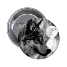 Loup et lune badges avec agrafe