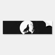 Loup et lune Silhoutte Adhésifs Pour Voiture