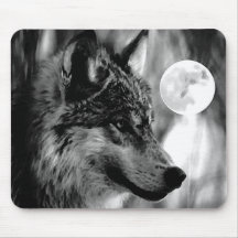 Loup et lune tapis de souris
