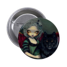 "Loup-Garou : " Bouton Noir Pin's Avec Agrafe
