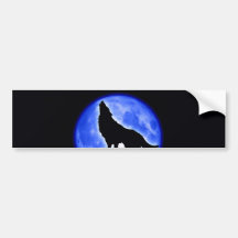 Loup hurlant à la lune autocollant pour voiture