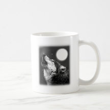 Loup hurlant à la lune mugs à café