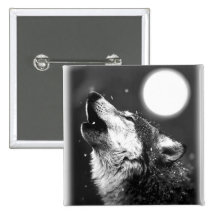 Loup hurlant à la lune pin's
