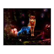 Loup mystique et Fox Carte Postale