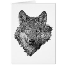 Loup noir et blanc carte de vœux