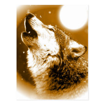 Loup seul hurlant à la lune cartes postales