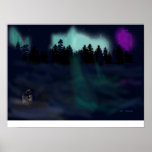 Loup solitaire par les lumières poster