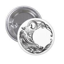 Loup tribal - ombragé badges avec agrafe