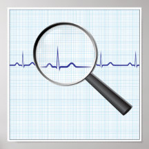 Loupe sur l'affiche de diagramme d'ecg