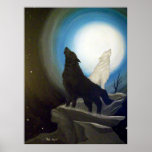 Loups de l'affiche de lune