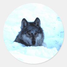Loups de loup de neige autocollants ronds