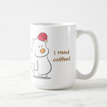 L'ours blanc mignon avec le casquette de sommeil a mug à café