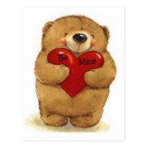 L'ours de nounours avec "soit le mien" coeur carte postale