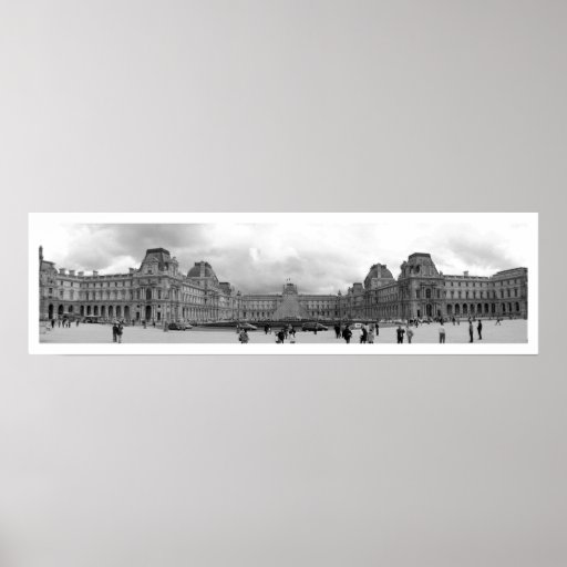 Louvre de B&W panoramique Affiches