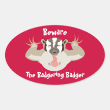 L'ovale d'harcellement de Badger_Beware Autocollants