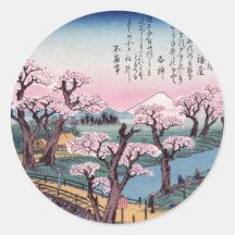 Lueur de soirée au pont de Koganei, Ando Hiroshige Autocollants