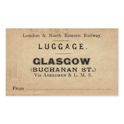 Luggage Glasgow Autocollants Rectangulaires par Pubsanciennes