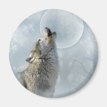 Lune bleue de loup aimants pour réfrigérateur