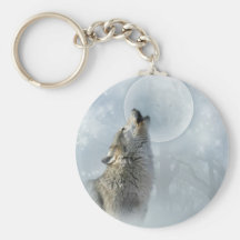 Lune bleue de loup porte-clef