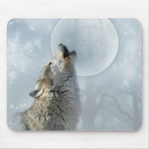 Lune bleue de loup tapis de souris