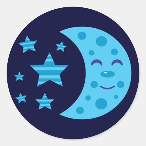 Lune bleue et étoiles barrées adhésif