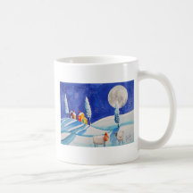 LUNE DE MOUTONS DE SCÈNE DE NEIGE TASSE